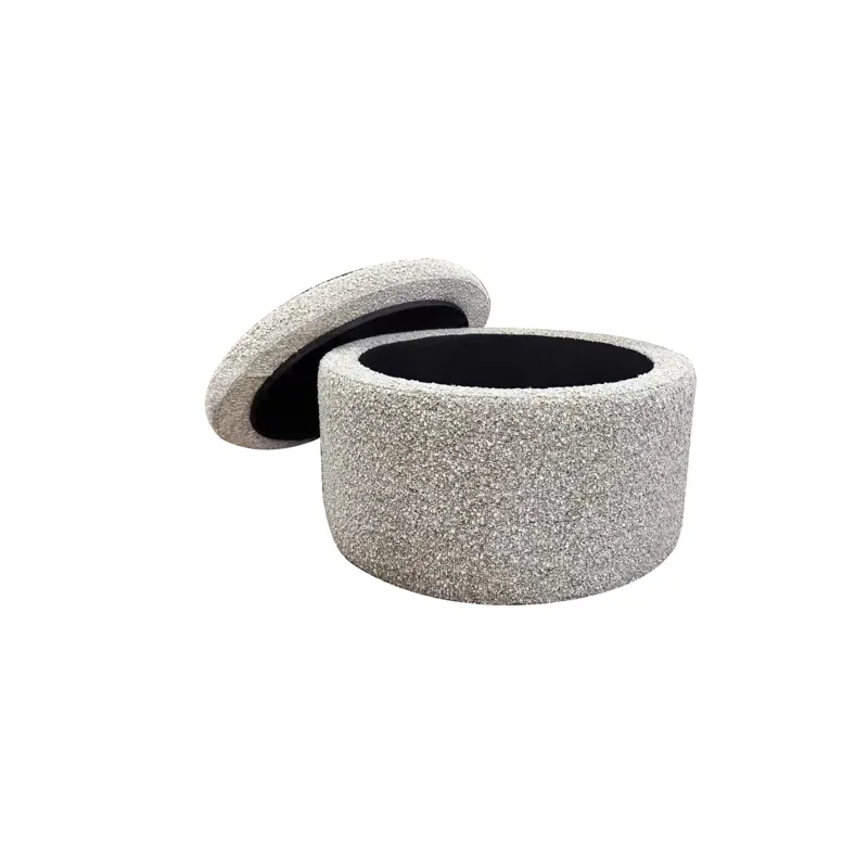 Kaya Verona Toffee 30\" Round Castered Ottoman With Wood Tray Overlay