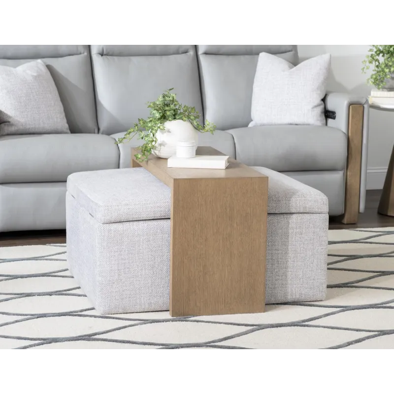 Tate Verona Smoke Square Castered Storage Ottoman With Wood Tray