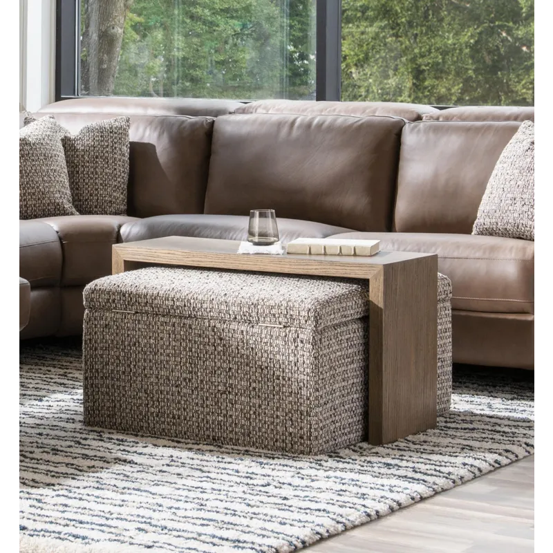 Solana Positano Clay Cobblestone Squarestorgae Ottoman W Wood Top