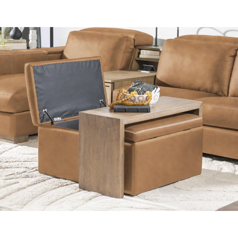 Sierra Verona Butternut Square Storage Ottoman With Wood Top Overlay