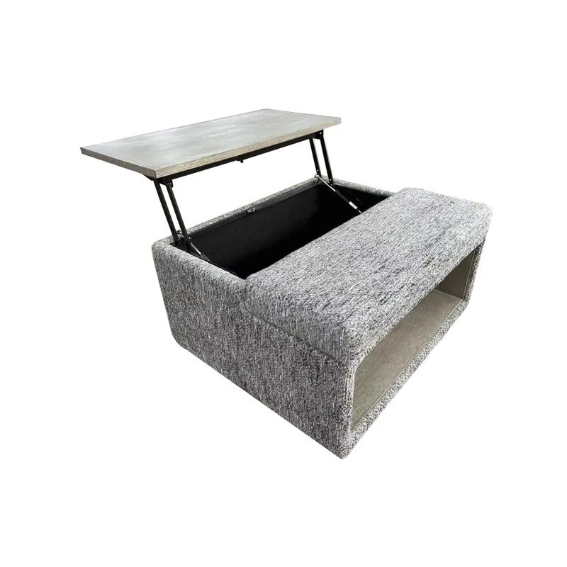 Rory Verona Indigo Ottoman W/Pop Up Tray And Storage