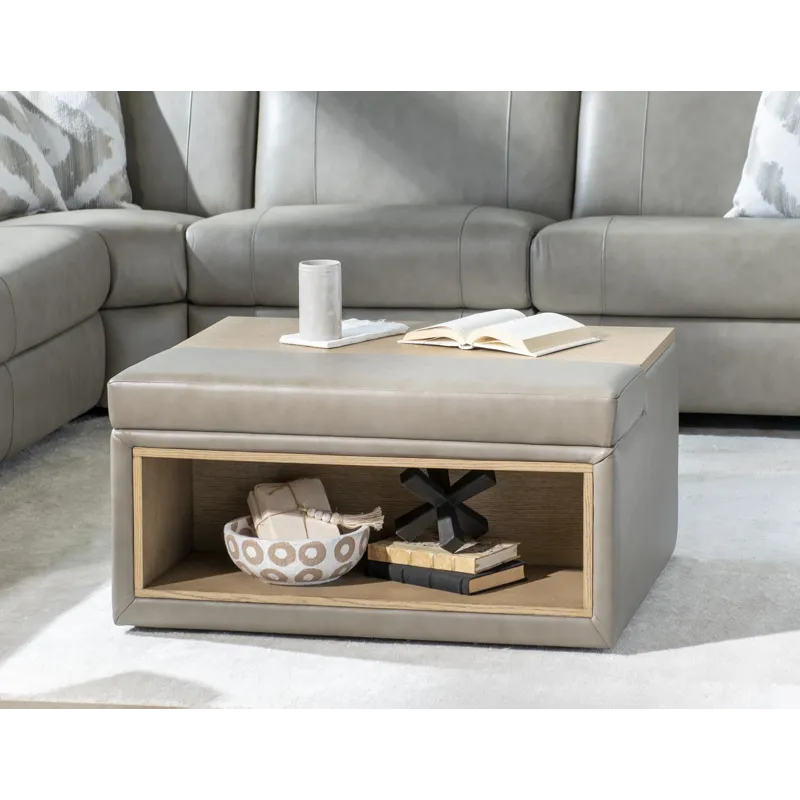 Luna Verona Fossil Ottoman With Pop Up Tray