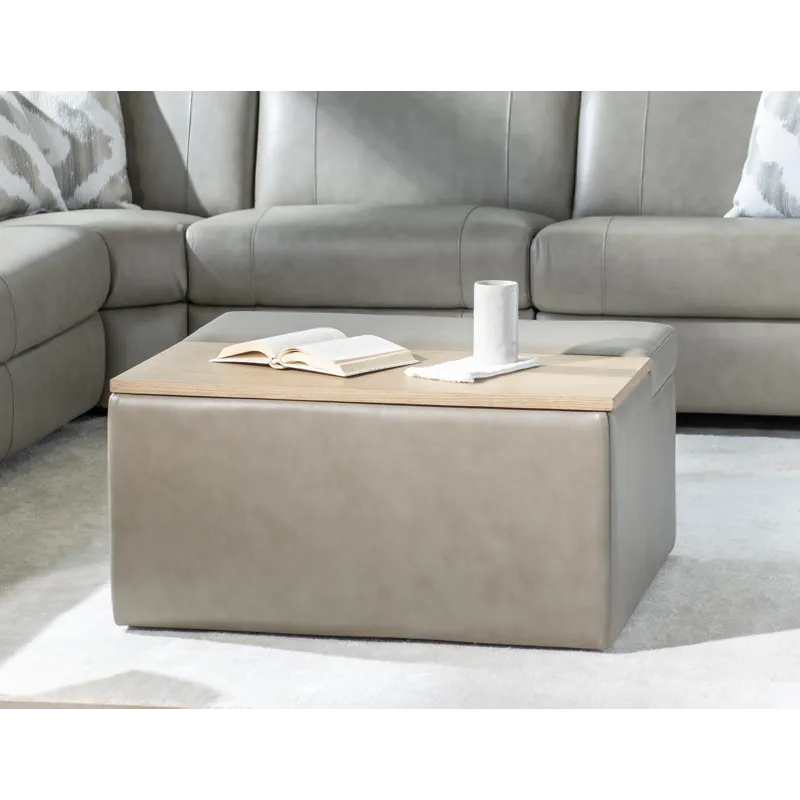 Luna Verona Fossil Ottoman With Pop Up Tray