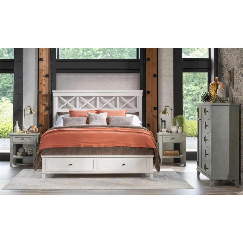 XXX\'s and OOO\'s Complete Panel Bed W Storage Footboard - King