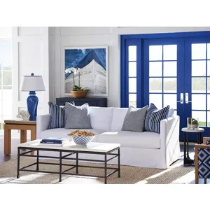 Marina Slipcover Apartment Sofa in White