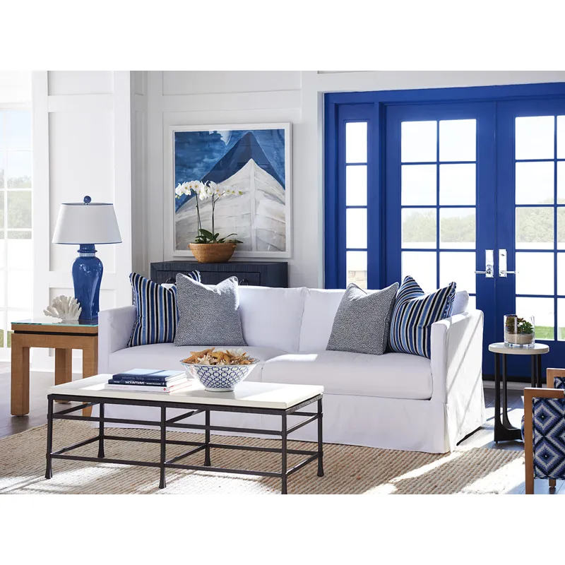 Marina Slipcover Apartment Sofa in White