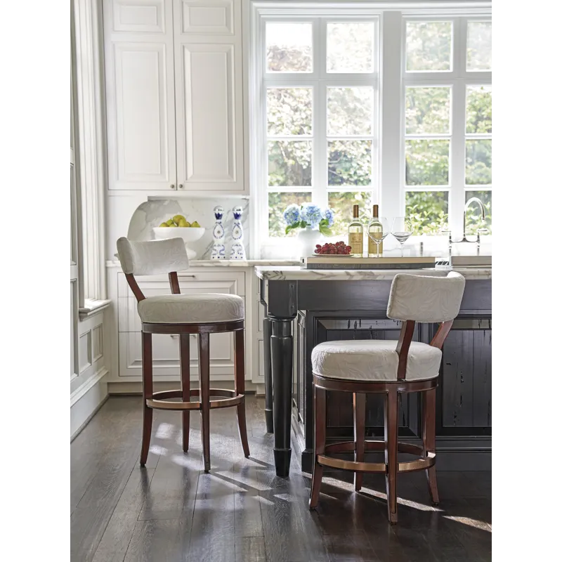 Rendezvous Giles Upholstered Swivel Bar Stool