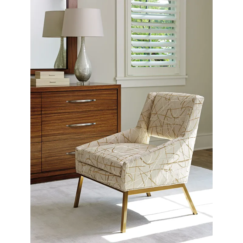 Featured Upholstery Amani Chair With Bright Brass
