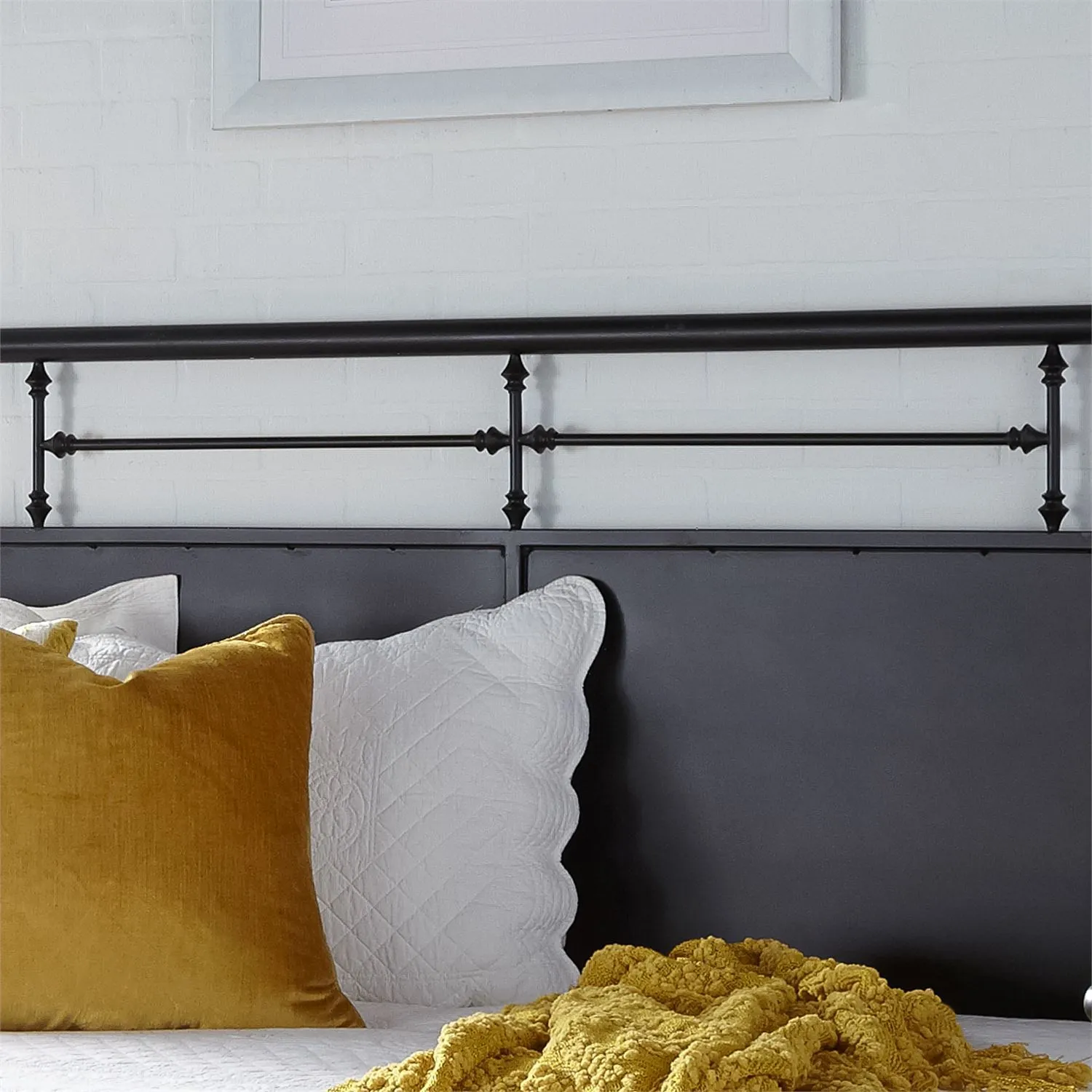 thumbnail image 2 of Topeakmart Metal Bed Frame With Vintage Headboard – Twin/Full/Queen Black/Gold 2 of 5