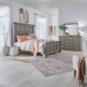 Big Valley King California Panel Bed, Dresser & Mirror