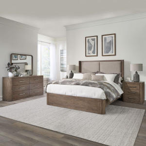 South Bend Queen Shelter Bed, Dresser & Mirror, Night Stand