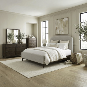 Wesley Hall Queen Uph Bed, Dresser & Mirror, Chest