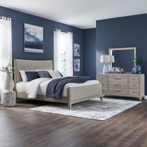 New Haven King California Uph Bed, Dresser & Mirror