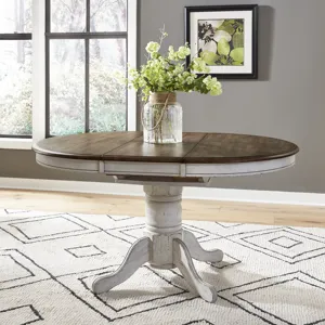 Oval Pedestal Table Base, White/Hon