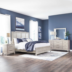 New Haven King Panel Bed, Dresser & Mirror, Night Stand