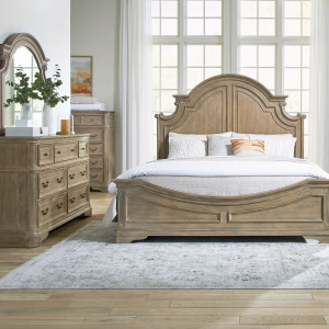 Magnolia Manor King California Panel Bed, Dresser & Mirror, Chest