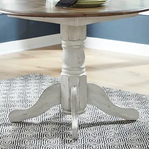 Drop Leaf Table Base, White/Honey