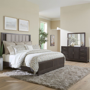 Modern Edge Opt Queen Uph Bed, Dresser & Mirror