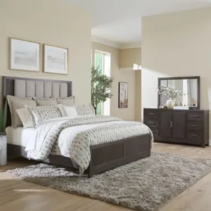 Modern Edge Opt Queen Uph Bed, Dresser & Mirror