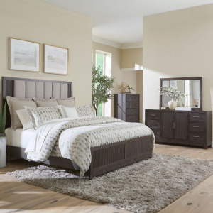 Modern Edge Opt Queen Uph Bed, Dresser & Mirror, Chest