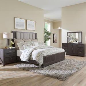 Modern Edge Opt Queen Uph Bed, Dresser & Mirror, Night Stand