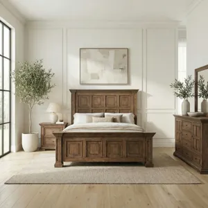 Big Valley King Panel Bed, Dresser & Mirror, Night Stand