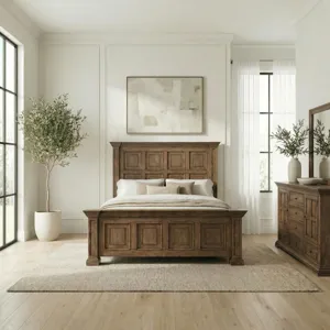 Big Valley Queen Panel Bed, Dresser & Mirror