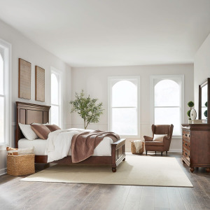 Rustic Traditions King Panel Bed, Dresser & Mirror