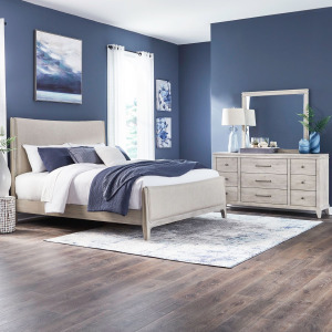 New Haven King Uph Bed, Dresser & Mirror