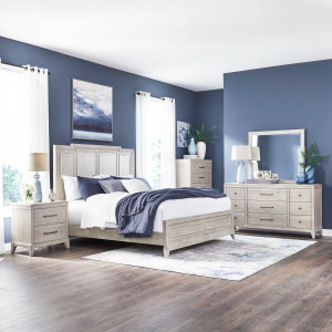 New Haven King Panel Bed, Dresser & Mirror, Chest, Night Stand