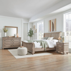 Rustic Traditions King Sleigh Bed, Dresser & Mirror, Night Stand