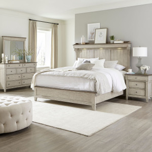Ivy Hollow King California Mantle Bed, Dresser & Mirror, Night Stand