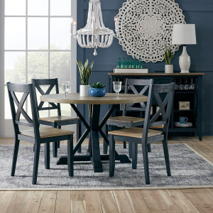 Lakeshore 5 Piece Pedestal Table Set- Navy