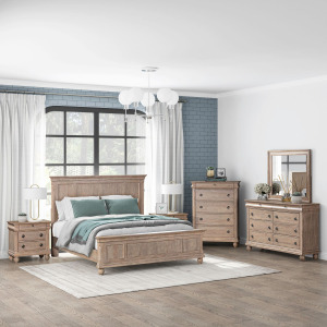 Rustic Traditions King California Panel Bed, Dresser & Mirror, Chest, Night Stand