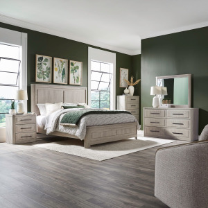 Modern Play Queen Panel Bed, Dresser & Mirror, Chest, Night Stand