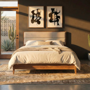 Century Modern Queen Uph Platform Bed