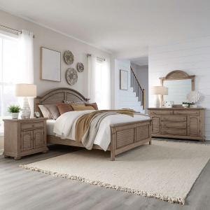 Summer House King Panel Bed, Dresser & Mirror, Night Stand