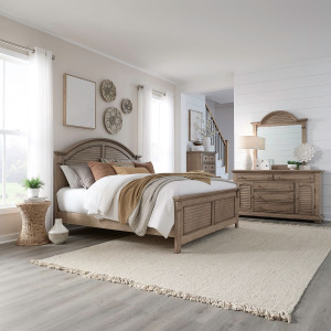 Summer House Queen Panel Bed, Dresser & Mirror, Chest