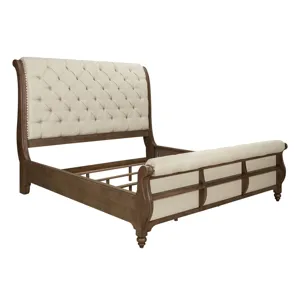 Americana Farmhouse King California Sleigh Bed, Dresser & Mirror, Chest, Night Stand