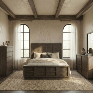Stillwater King Panel Bed, Dresser & Mirror, Chest
