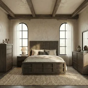 Stillwater King Panel Bed, Dresser & Mirror, Chest, Night Stand