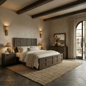 Stillwater Queen Panel Bed, Dresser & Mirror, Night Stand