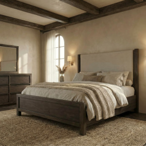 Stillwater Queen Uph Bed, Dresser & Mirror