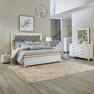 Reflections King Uph Bed, Dresser & Mirror