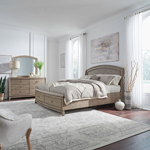 Avalon King California Panel Storage Bed, Dresser & Mirror