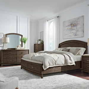 Avalon Queen Panel Storage Bed, Dresser & Mirror
