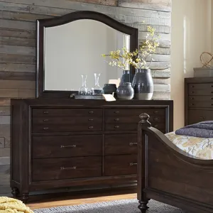 Catawba Hills King California Poster Bed, Dresser & Mirror, Night Stand