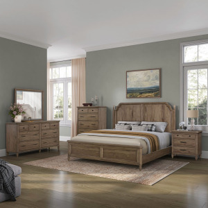 Hickory Grove King California Panel Bed, Dresser & Mirror, Chest, Night Stand