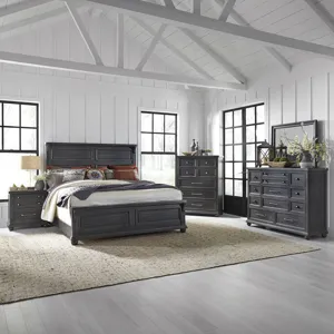 Harvest Home King California Panel Bed, Dresser & Mirror, Chest, Night Stand