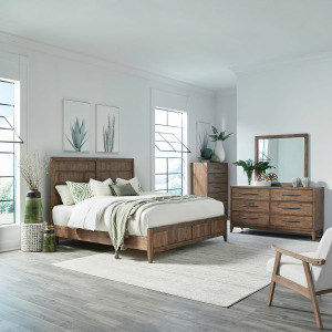 Shaker Lakes Queen Panel Bed, Dresser & Mirror